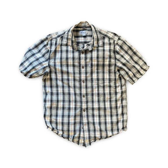 CARHARTT Mens Relaxed Fit Lightweight Gray Plaid Short Sleeve Size Medium - Picture 1 of 7